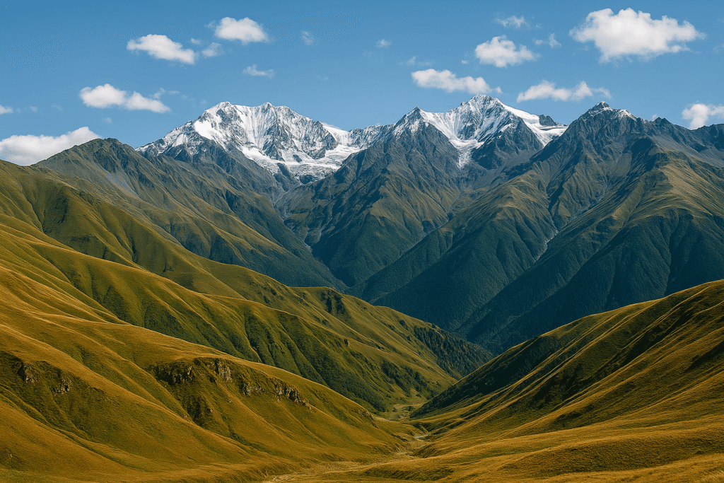 조지아 브사니시 은광지대 – 코카서스 고원의 금속문화와 초기 화학기술의 교차점 1 조지아 문화유산청(Georgian Heritage Agency)에서 공개한 지형·식생 정보 / 실제 조지아 남부 브사니시(Bsanisi) 지역의 위성 지형 데이터등 실제 자료를 기반하여 생성된 조지아 브사니시 은광지대 이미지